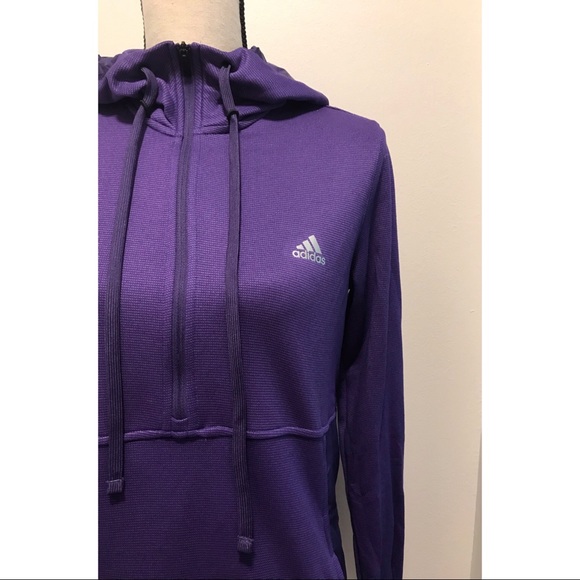 Adidas Purple Running Athletic Pull Over Hoodie - Picture 2 of 11